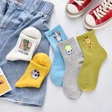 5 пар в комплекте, модные женские короткие смешные носки с мультяшным рисунком, хлопковые Повседневные носки Джокера для девушек, однотонные носки для колледжа