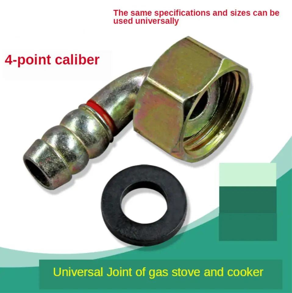 Gas Stove Parts 2pcs Gas Cooker Universal Joint Hose Connection Four-Part Internal Thread Intake Elbow Edison Screw