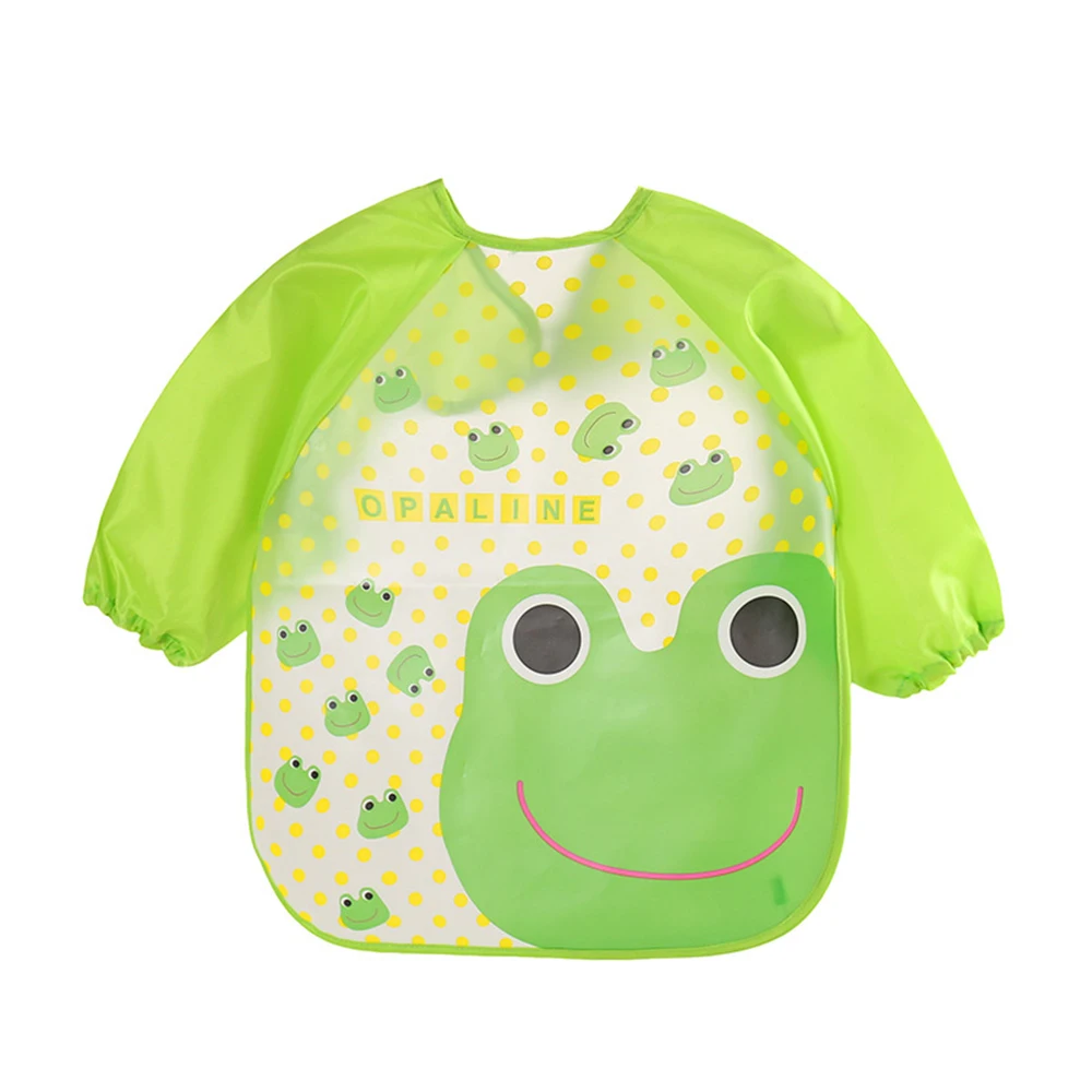 Милый Детский водонепроницаемый передник с длинными рукавами; детский халат для кормления; нагрудник; одежда для малышей; мягкие детские нагрудники - Цвет: frog