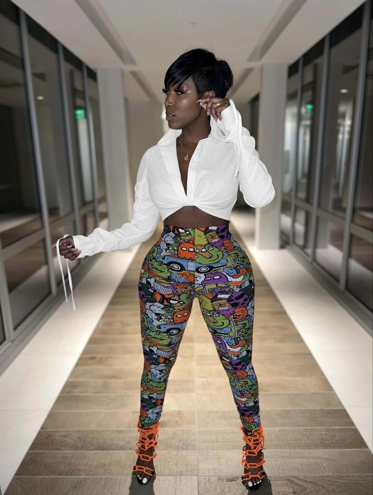 Oein 2022 New Luxury Designer 2 Piece Sets Long Print Pants Full Sleeve  Print Tight Set Modern Bodycon Bandage Turn Down Collar|Pant Suits| -  AliExpress