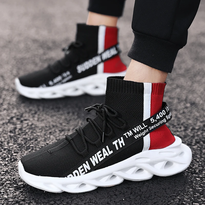 Sooneeya Striped Mixed Colors Casual Shoes Men High Top Couple Sock Big Size Breathable Sneakers Twist Bottom Trainers |