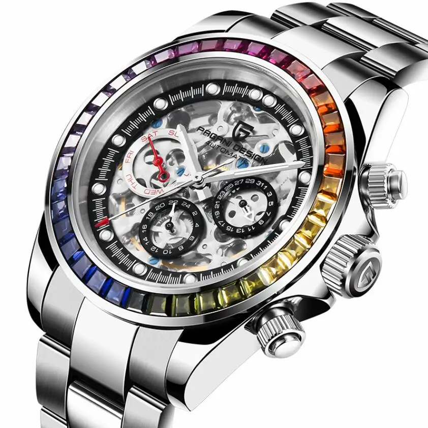 

PAGANI Design Watch Men Skeleton Automatic Mechanical Watches Stainless Steel Waterproof Fashion Business Relogio Masculino