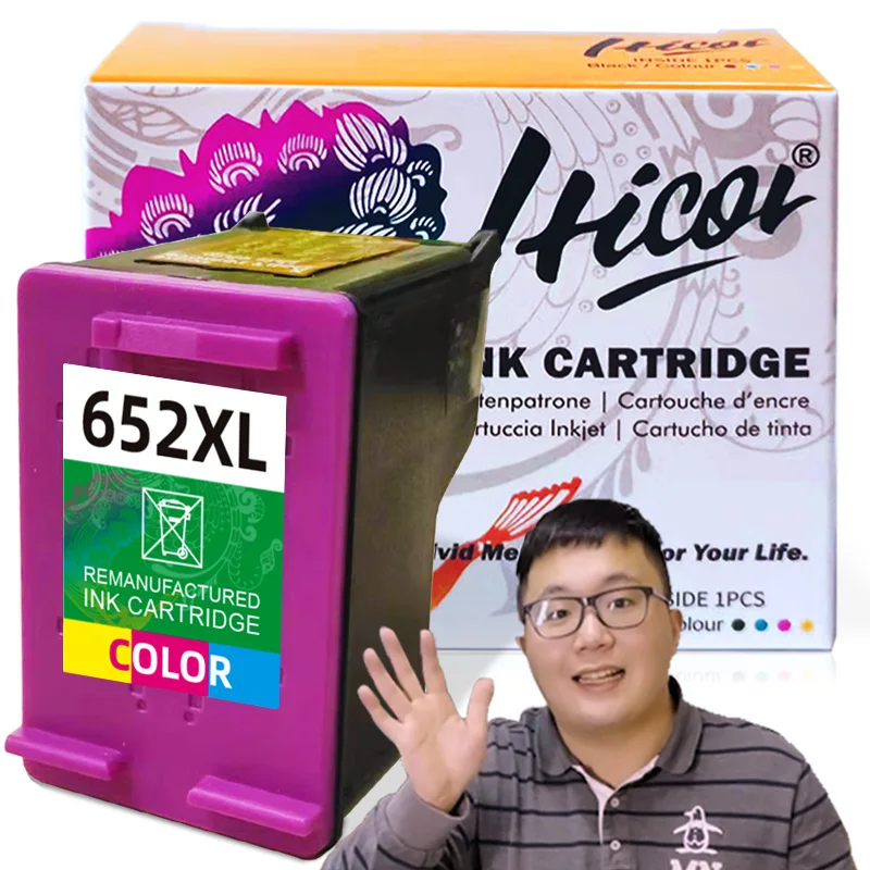 Hicor Remanufactured Ink Cartridges 652 Color For Deskjet 1115 2135