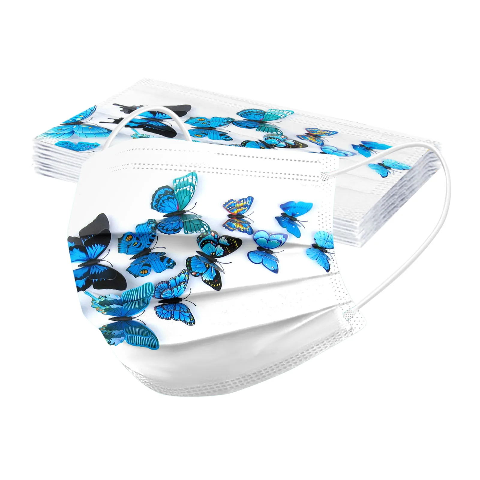 Butterfly Printed Disposable Face Mask 10PC 3 Layers Non-Woven Protective Mouth Mask