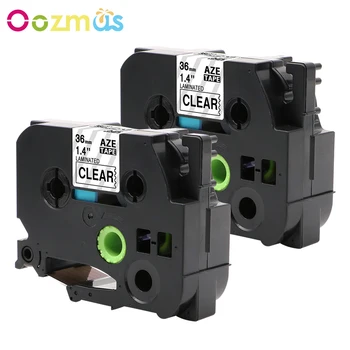 

Oozmas 2 pieces TZe Label Tapes 36mm compatible Brother Laminated Label Tape TZ TZe 161 P-Touch Printer Label Black on Clear