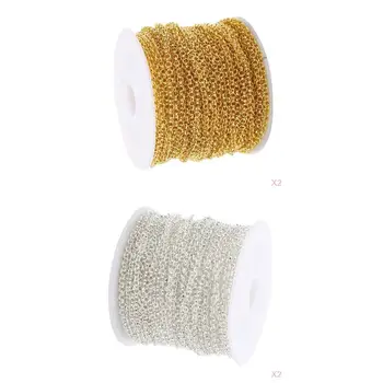 

4 Pieces 10 Yards/Roll Necklace Chains Bulk Link Cable for Jewelry Making