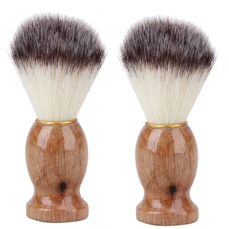 

New 2Pcs Badger Hair Men'S Shaving Brush Salon Men Facial Beard Cleaning Appliance Shave Tool Razor Brush with Wood Handle for