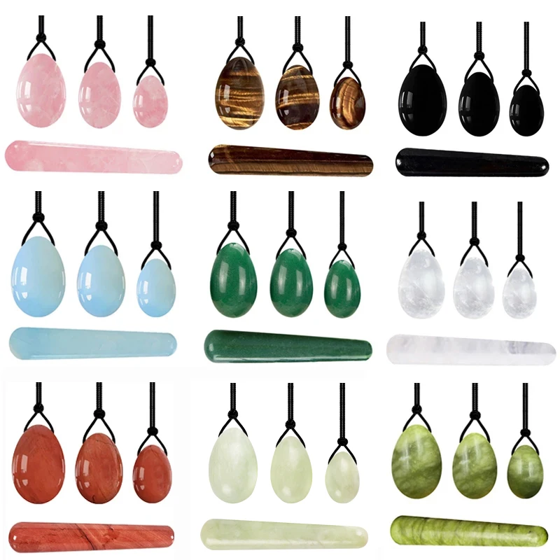 

Yoni Jade Eggs Set Kegel Exercise Natural Crystal Ball Wand Vaginal Muscle Firming Feminine Hygiene Stone Massager Drilled Egg