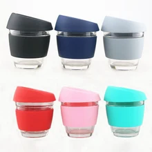 1 шт. 8 унций стеклянная кофейная чашка без бисфенола кофейная чашка с силиконовой крышкой стеклянные чашки для дома и офиса красочные кружки подарки