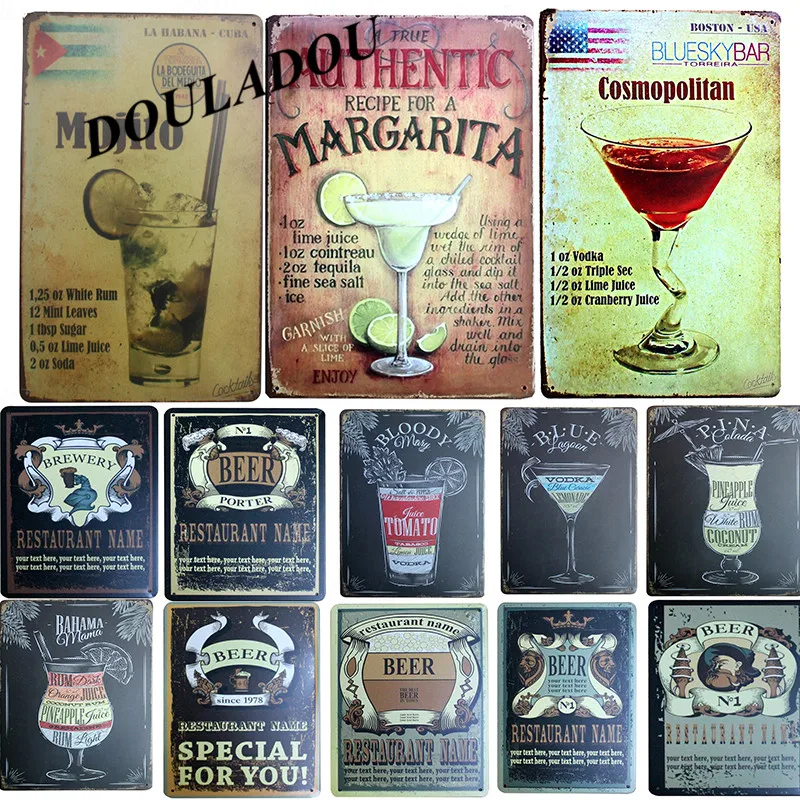 [Douladou] Mojito коктейль для бара настенные знаки металлическая живопись домашний бар Паб Клуб настенные таблички настенные PostersPub магазин плакат 20x30 см