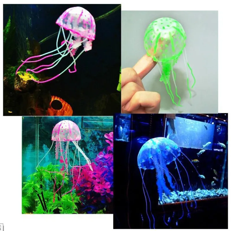 Glowing Jellyfish Aquarium Ornament – Luminous Underwater Decoration