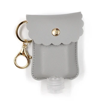 

2020 New Empty Bottle PU Leather Hand Sanitizer Keychain Holder Refillable with Flip Cap