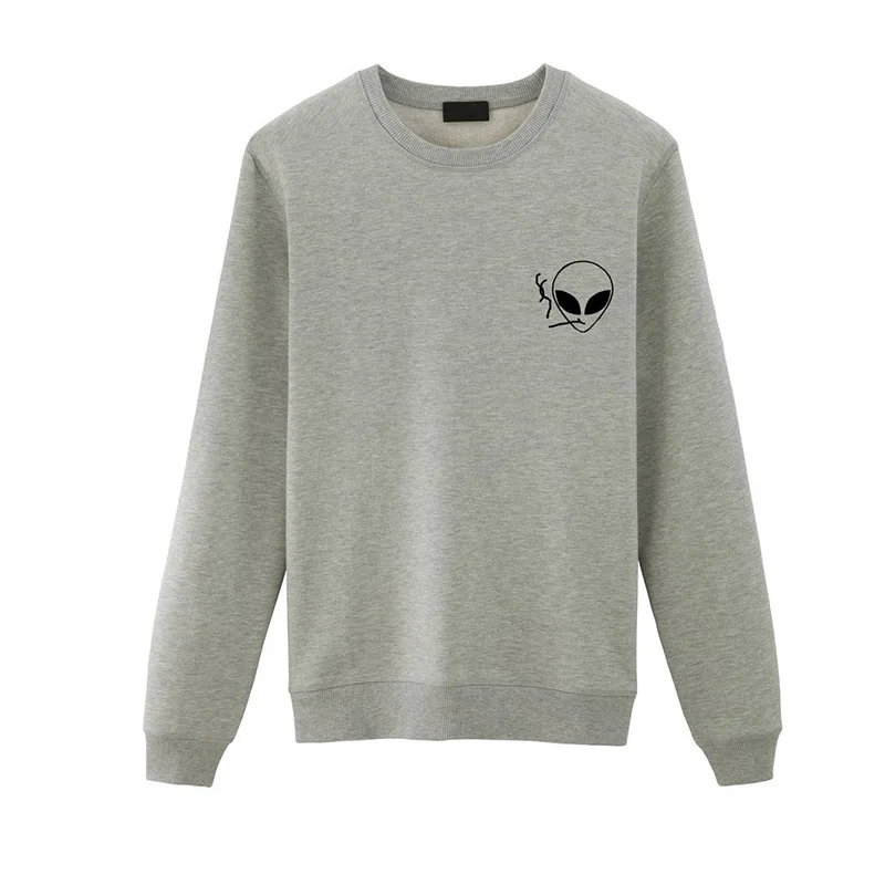Alien сигарета курить Карманный Графический свитер Harajuku Crewneck Смешные джемперы с