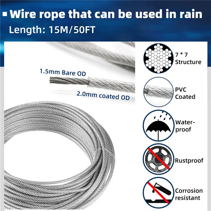 1 Set Multifunctional Wire Rope Kit Hanging Stainless Steel Cable Tent Rope Clothesline Lifting Tools Accessories Aliexpress