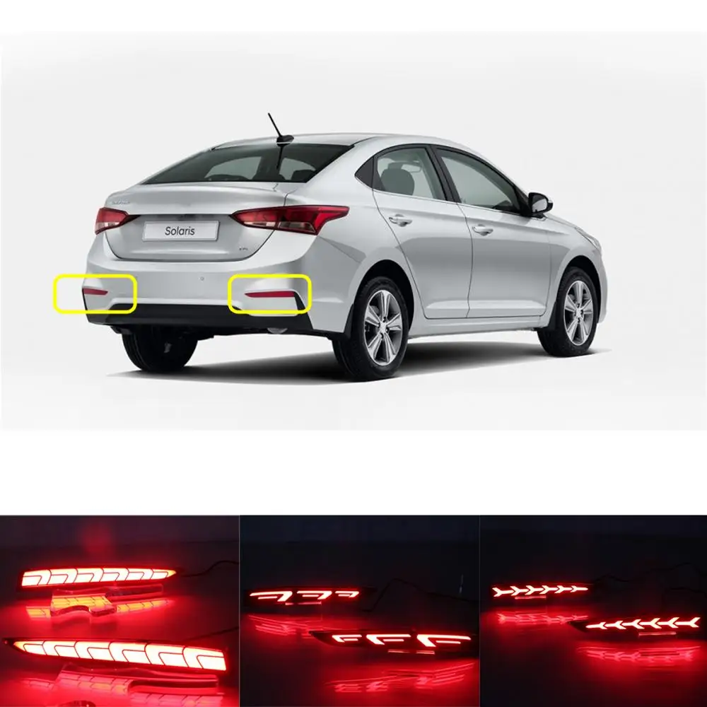 2pcs Led Rear Bumper Reflector Lights For Hyundai Accent Solaris 2017