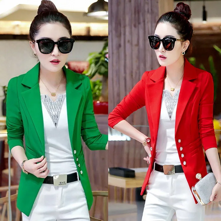 

9281 Ol Elegant Slim Fit Slimming Small Suit 2019 Spring V-neck Solid Color Women's Wear Coat WOMEN'S Dress