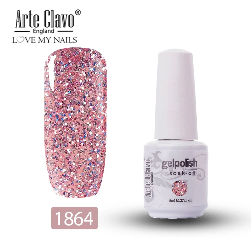 1864 Arte Clavo, 8 мл, зеленый цвет, Гель-лак для ногтей, лак для ногтей, блестящий гель, лак для ногтей, полуперманентный, УФ-Гель-лак, впитывающий - Цвет: 1864