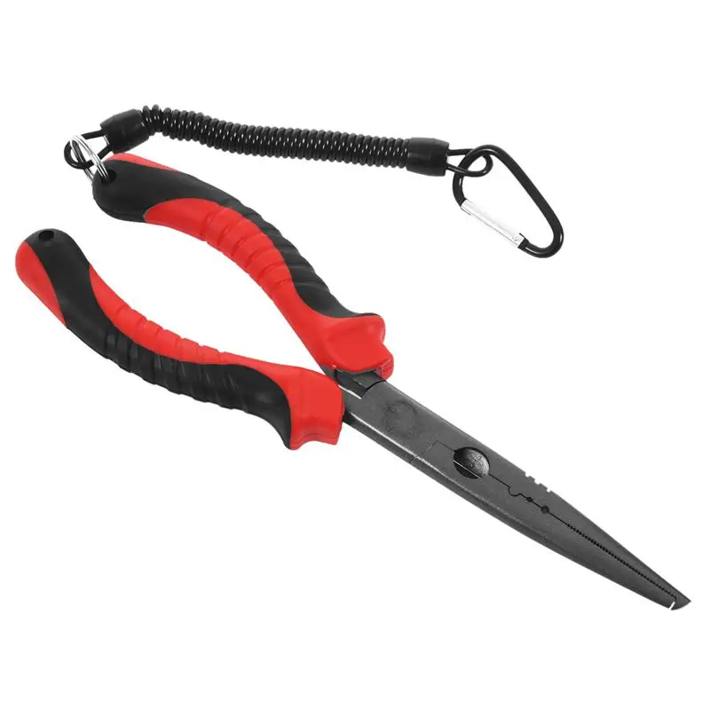 

Fishing Pliers Long Nose with Floating Fish Gripper, Needle Nose Pliers Ergonomic Grip Split Ring Pliers Hook Remover Crimper