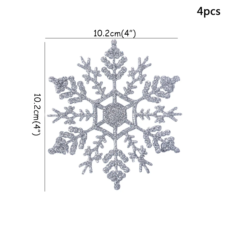 4 шт 10 см Золотой Серебристый блестящий порошок рождественские орнаменты снежинки Рождественские снежинки Декор для дома рождественские вечерние украшения
