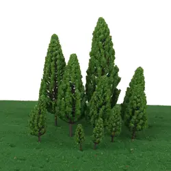 MagiDeal Высокая Моделирование 10 шт./лот 1/50 1/400 Пластик зеленый Модель деревья для уличного зданий поезд трек сцены Пейзаж