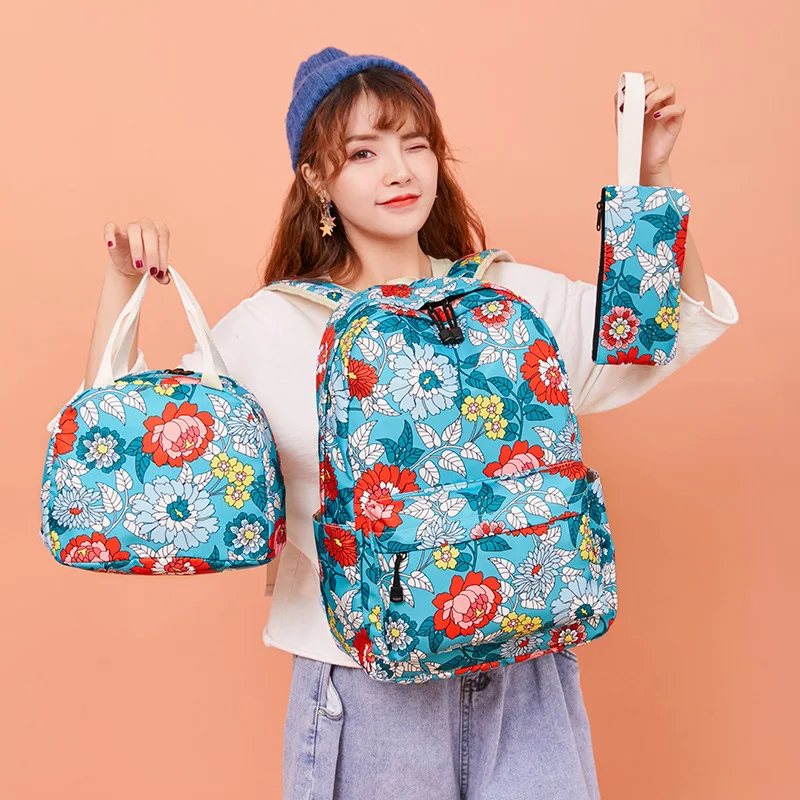

Amazon Hot Models Fashion Three-piece Set Printed Backpack Large Capacity Large Size High Quality Backpack