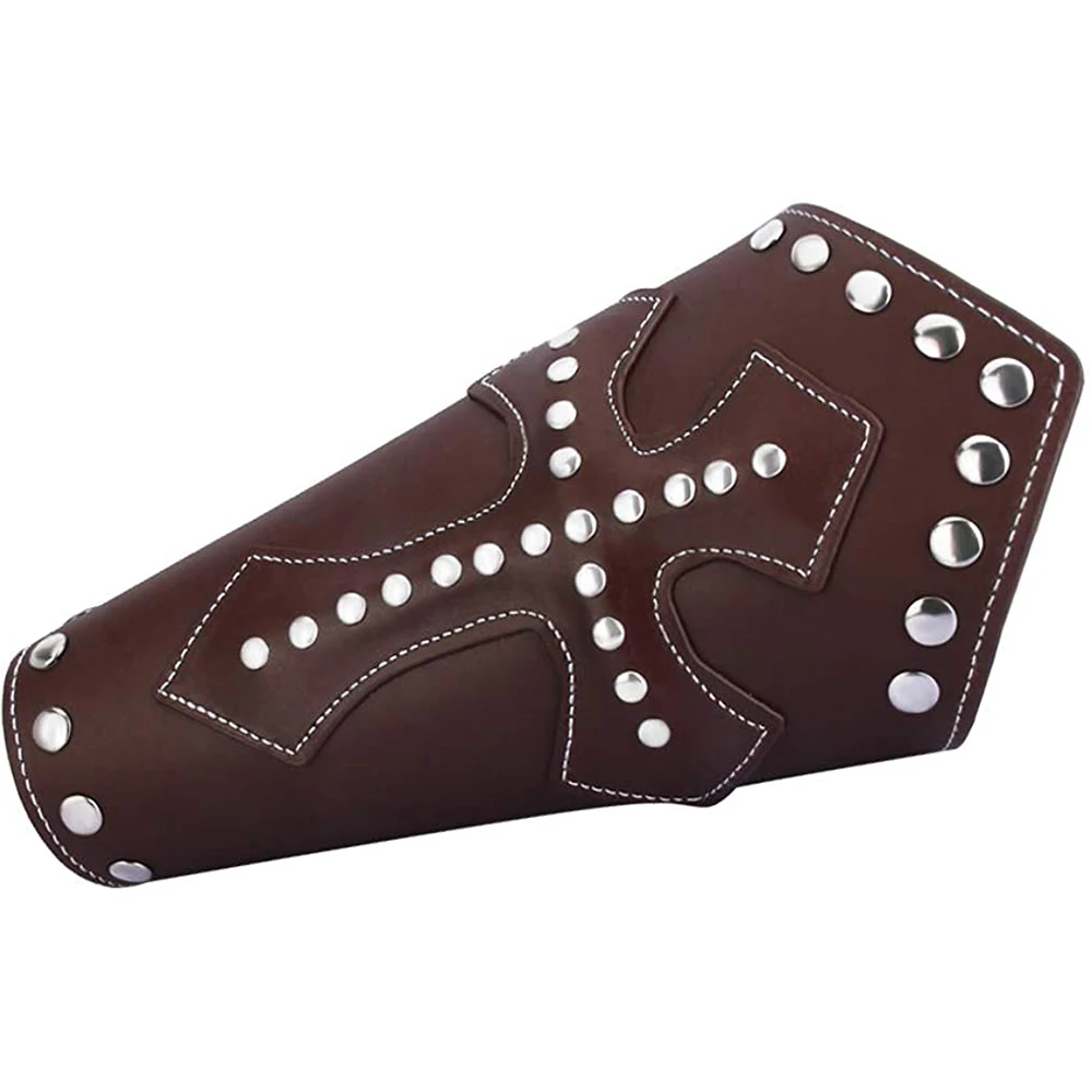 Genuine Leather Punk Rock Biker Wristband Cuff Wrap Gauntlet Armor Cuff Adjustable Medieval Knight Dance Performance Costumes