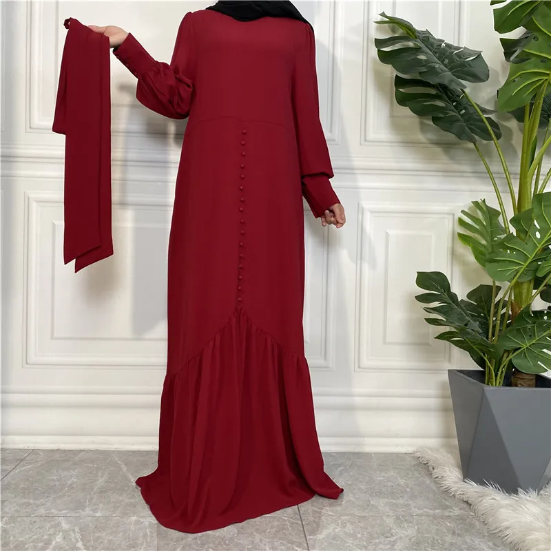 

Modest Muslim Abaya Women Long Sleeve Maxi Dress Turkey Arabic Kaftan Party Gown Dubai Eid Ramadan Prayer Islam Jalabiya Vestido