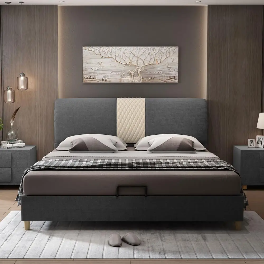 Синий RAMA DYMASTY модный тканевый мягкий для кровати Современный дизайн кровать bett, cama модный king/queen Размер мебель для спальни - Цвет: Синий
