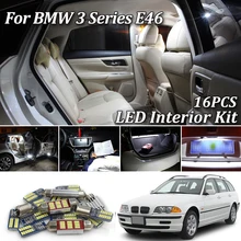 16pcs White Error Free LED interior lights Kit for BMW 3 Series E46 M3 Sedan Coupe Wagon Touring Compact Accessories(1999-2005