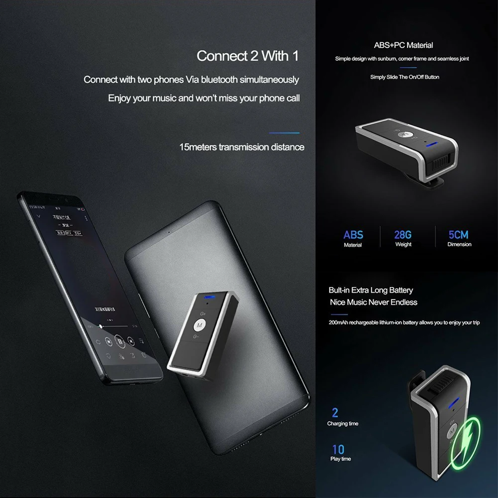 HIFI Bluetooth V4.2 музыкальный адаптер Aux беспроводной домашний портативный автомобильный стерео 3,5 мм аудио приемник ABS Hands Free