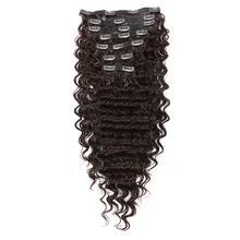Синтетические накладные волосы на заколках, светильник, коричневый, двойной уток, глубокая волна, 7 шт./лот, 24 дюйма, высокотемпературные волоконные волосы для женщин