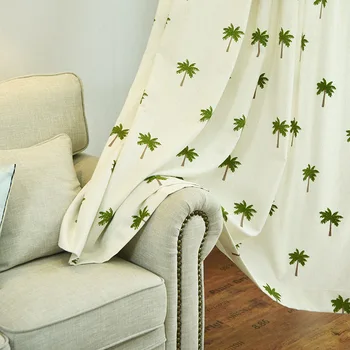 

Coconut Tree Embroidered The Semi-Light-Shielding Curtains for Bedroom Living Room Curtain Kitchen Curtains Sheer Curtains