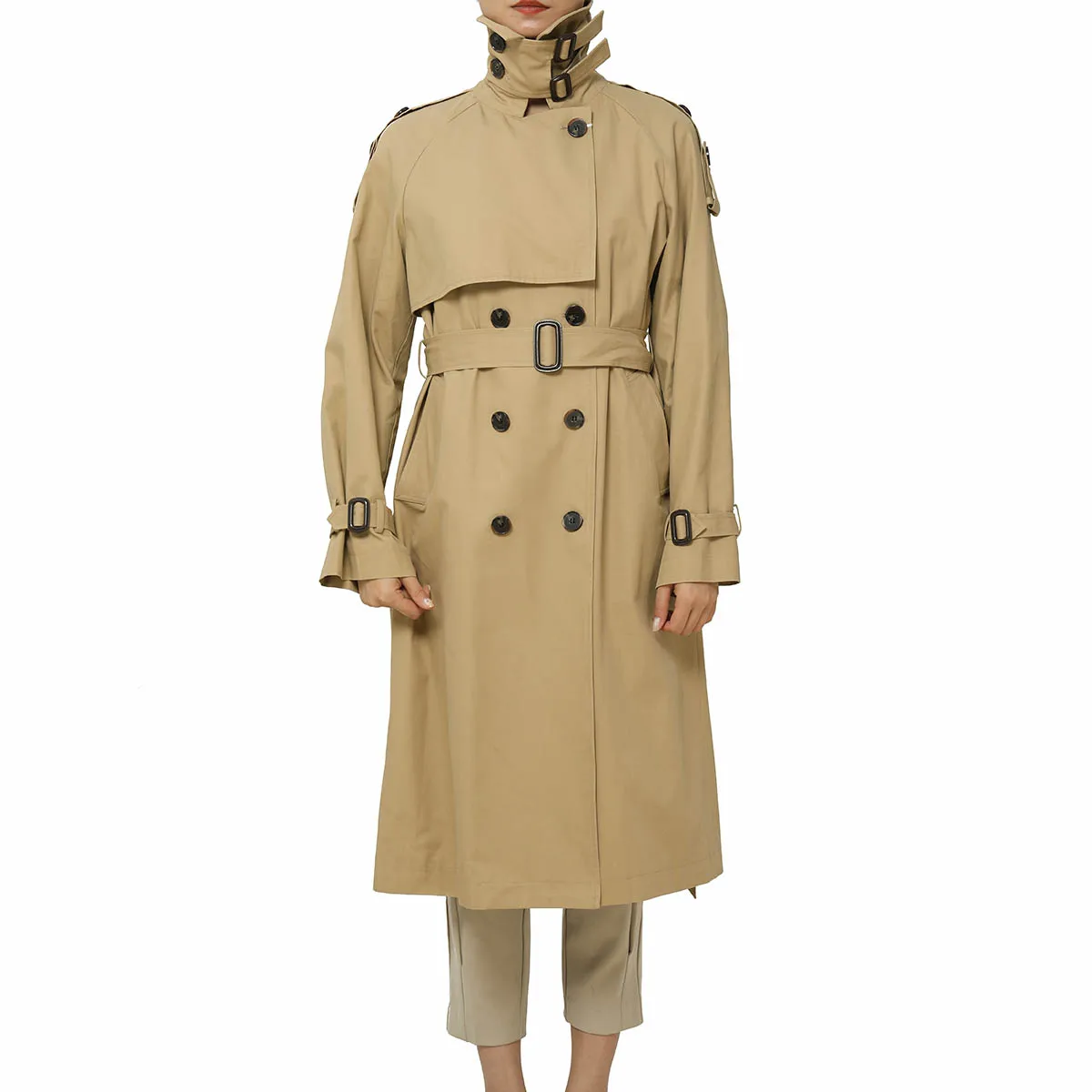 

Winter Autumn Women Trench Turn Down Collar Sashes Long Sleeve Pocket Double Breasted Streetwear Coat 2019 Long Trench Coats