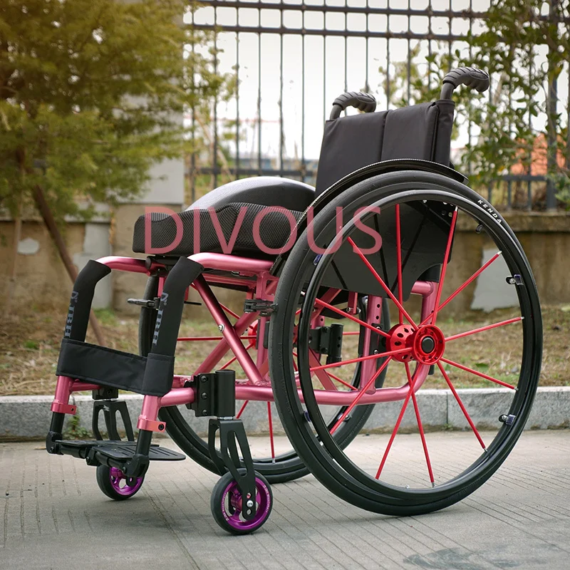 24 Inch large wheel disabled light aluminum alloy foldable manual wheelchair