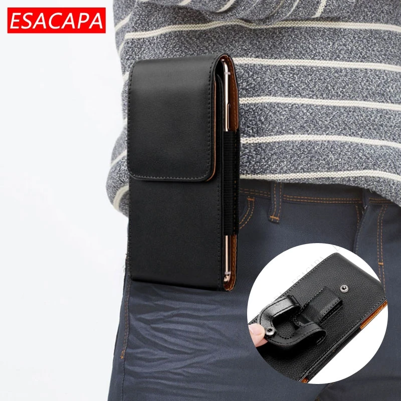 Leather Belt Clip Flip Phone Holster with Vertical Waist Case Holder