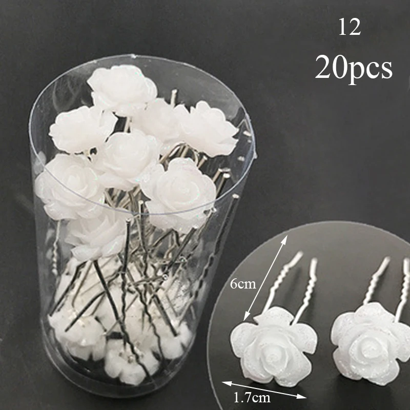 hair clips for women 20pcs Women Flower Hairpin Stick Wedding Bridal Crystal Pearl Hairpin U Shaped Hair Clip Barrettes Hair Accessories Wholesale bow hair clip