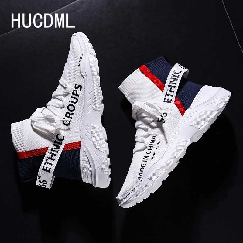 

HUCDML NEW Uniesx Men and Women Couples Streetwear Shoes High Top Sock Flyknit Sneakers Light Comfortable Support Dropshipping