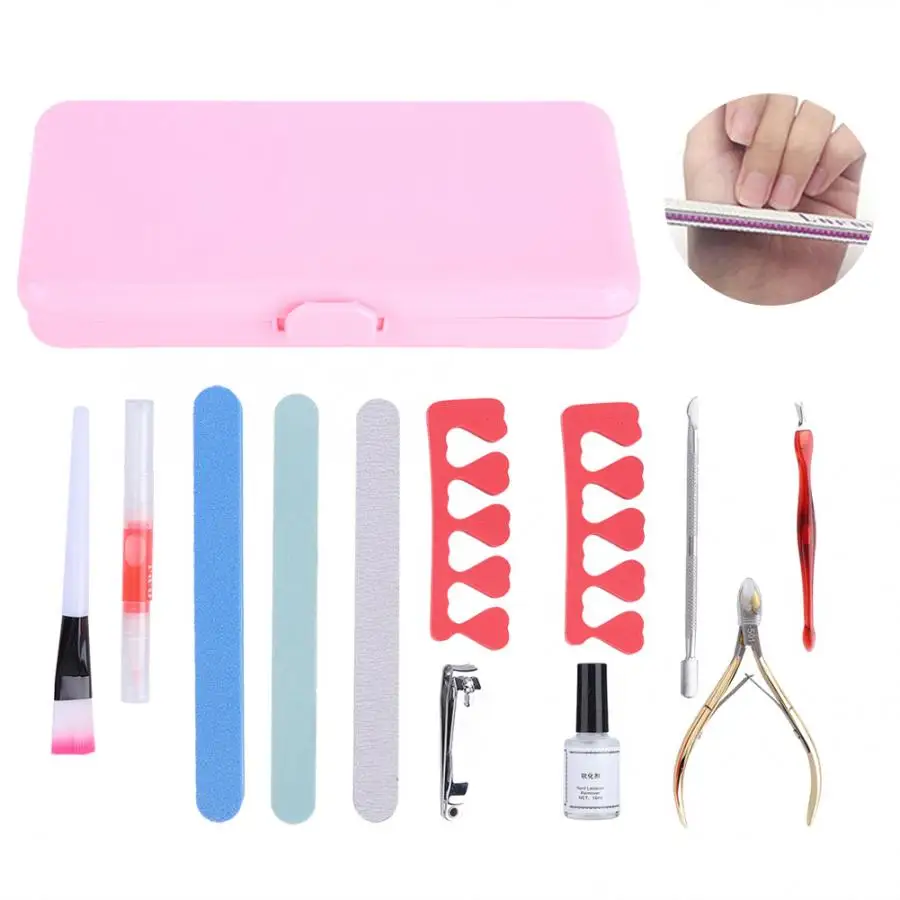 12 шт./компл. пластиковый маникюрный набор инструментов Шлифовальная Пилка Для ногтей файлы буферный блок Маникюрный Инструмент маникюрный набор