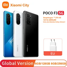 Poco F3 – Smartphone 6 go 128 go/8 go 256 go, 5G, NFC, Internet, double haut parleur, grand écran 6.67 pouces, téléphone portable 