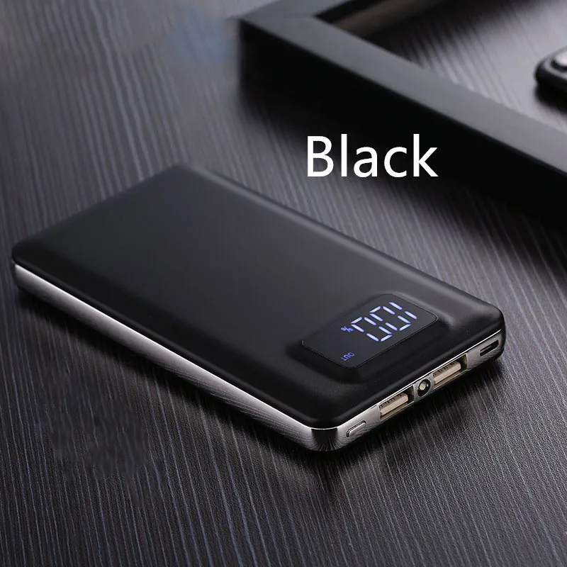 10000mAh lcd Quick Charge 3,0 2 USB power Bank для 8 7 зарядное устройство Powerbank QC3.0 - Цвет: Black-9000mAh