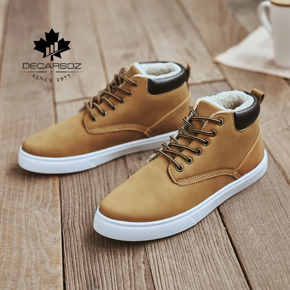 Men Warm Boots Man Winter Snow Boots Men Brand Fur Warm Ankle Botas hombre Male Casual Lace-up Luxury Leahter Men's Boots