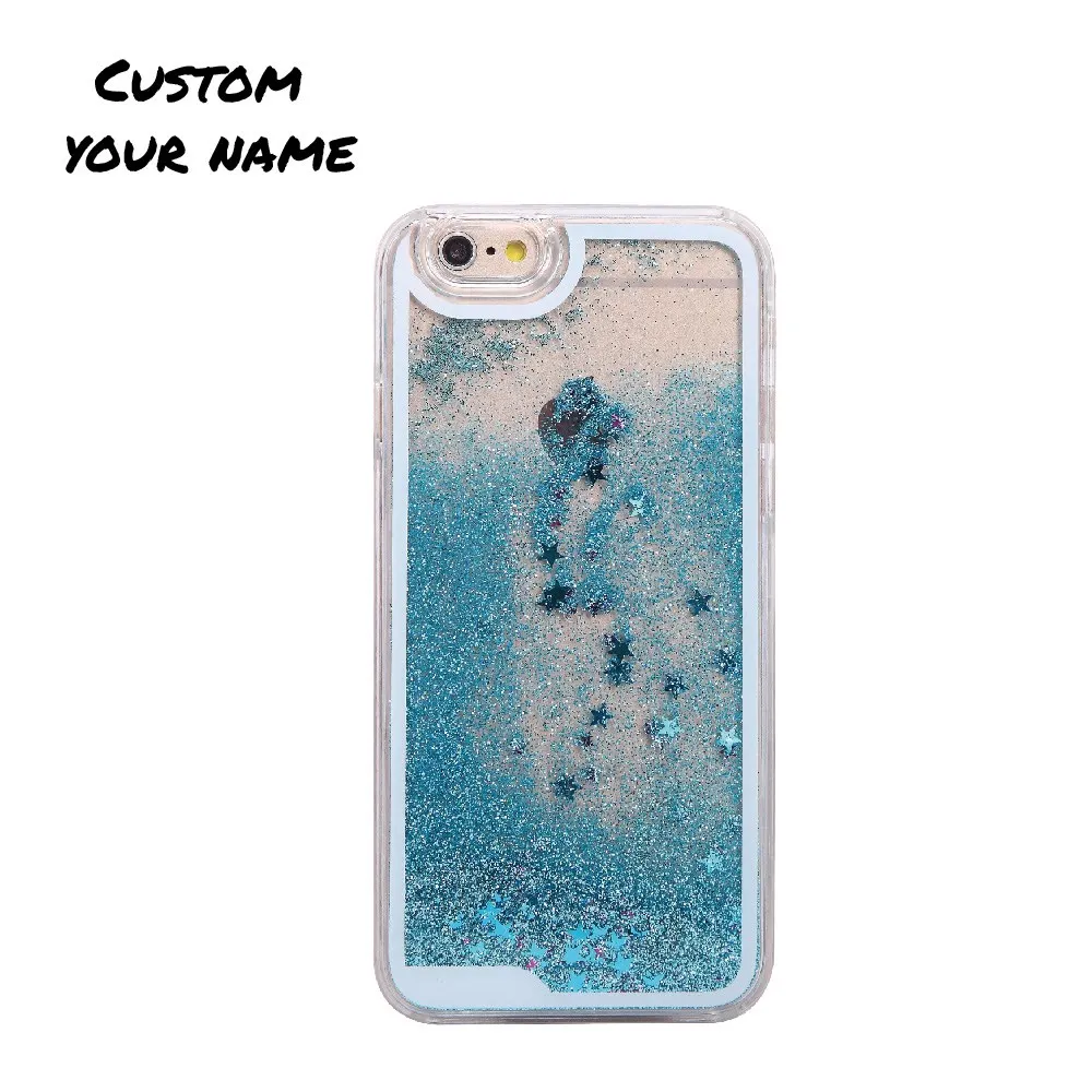 Индивидуальный блестящий чехол для телефона, персонализированное название, Шикарный чехол с кристаллами для iPhone 11 Pro 6S 7Plus 8Plus 7 8 XR X XS Max - Цвет: Blue Glitter