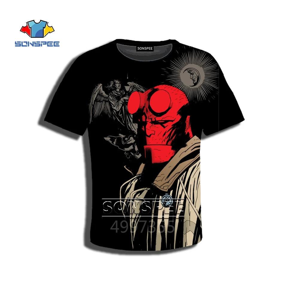 SONSPEE/забавная футболка с аниме «Hellboy» в стиле Харадзюку, толстовки, худи на застежке с 3D принтом для мальчиков и девочек, подростков, детская одежда в стиле хип-хоп, X301