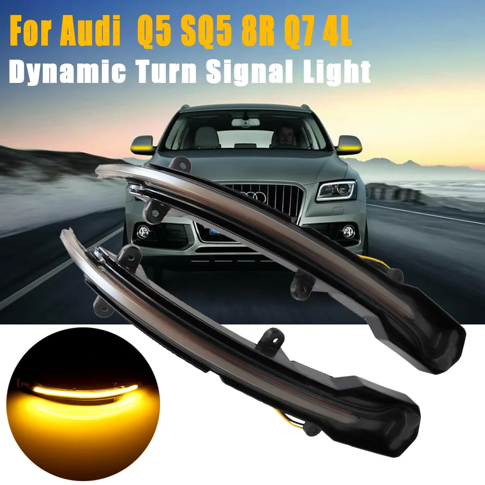 

2X Dynamic Blinker LED Turn Signal Light for Audi Q5 SQ5 8R Q7 4L Sequential Rearview Mirror indicator 2010 2011 2012 2013 2016