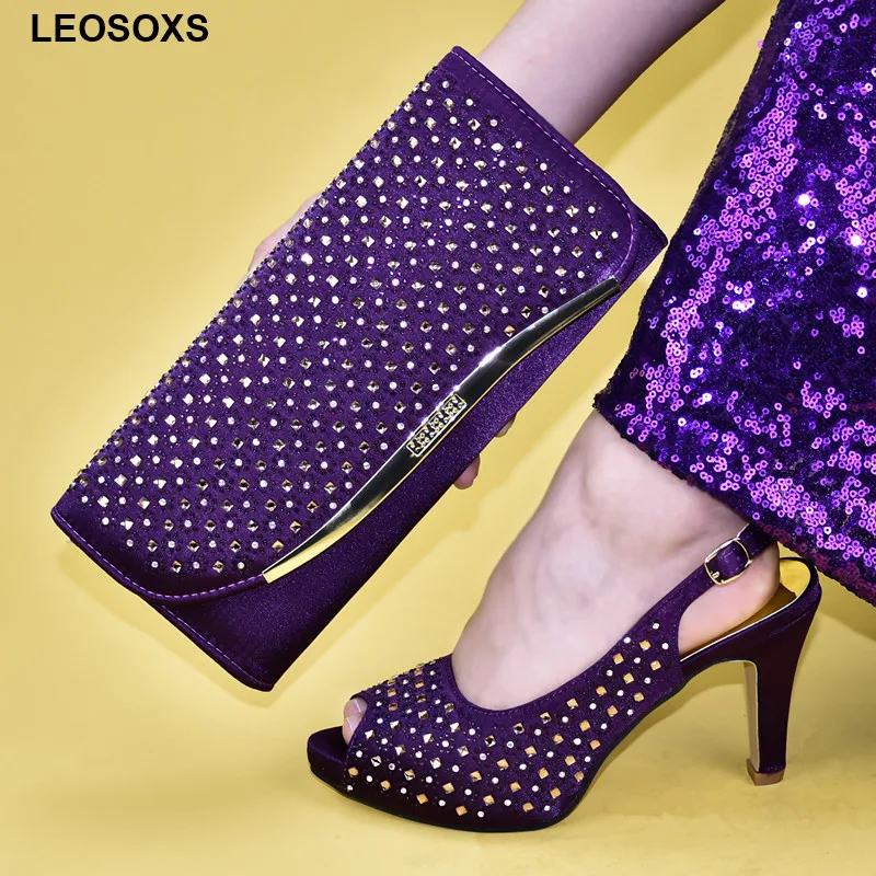 

New Wedding Shoes Bride Cristal Italian Ladies Shoes and Bags To Match Set Italian Shoes and Bag Set Wholesale 2020 Sexy Heels