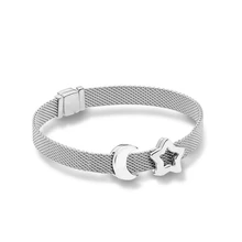 BBee 925 Серебряный Модный Романтический браслет со звездами и луной, Набор сделай сам для оригинального браслета Pandora, женский ювелирный браслет в стиле бохо