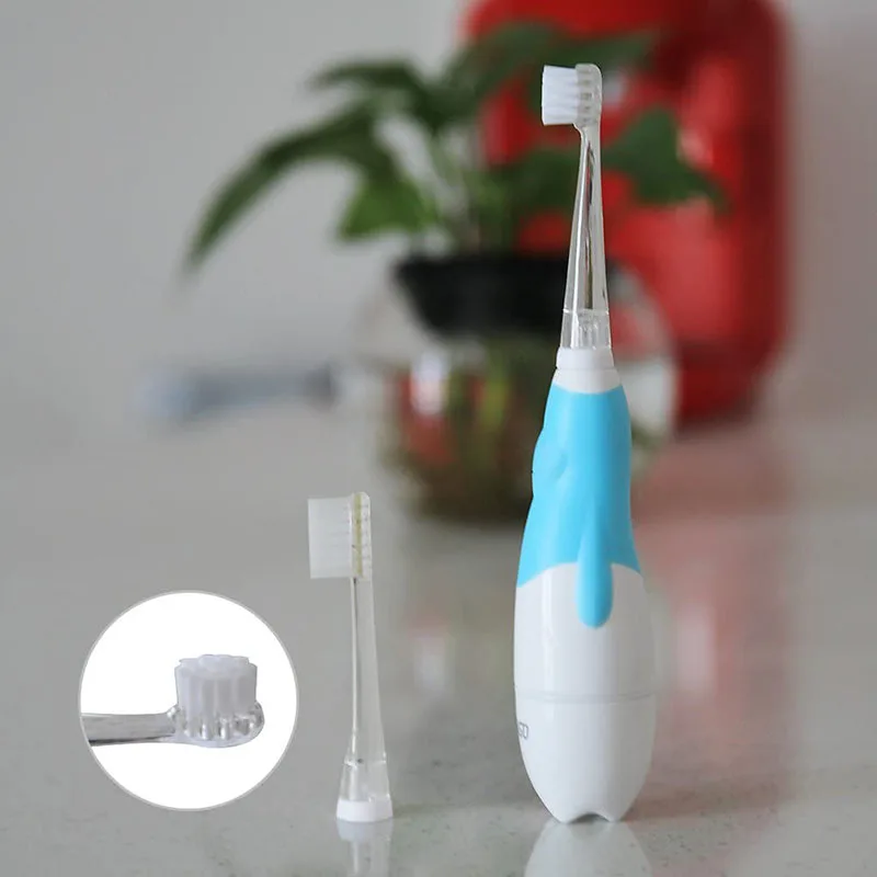 Seago Children Sonic Electric Toothbrush Battery Power LED Light Smart Timer Waterproof IPX7 Replaceable Dupont Brush Head SG513