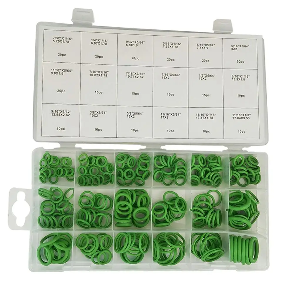 

270PCS/pack 18 Sizes O-ring Kit Green Metric O ring Seals Watertightness Rubber O ring Gaskets oil resistance Assortment