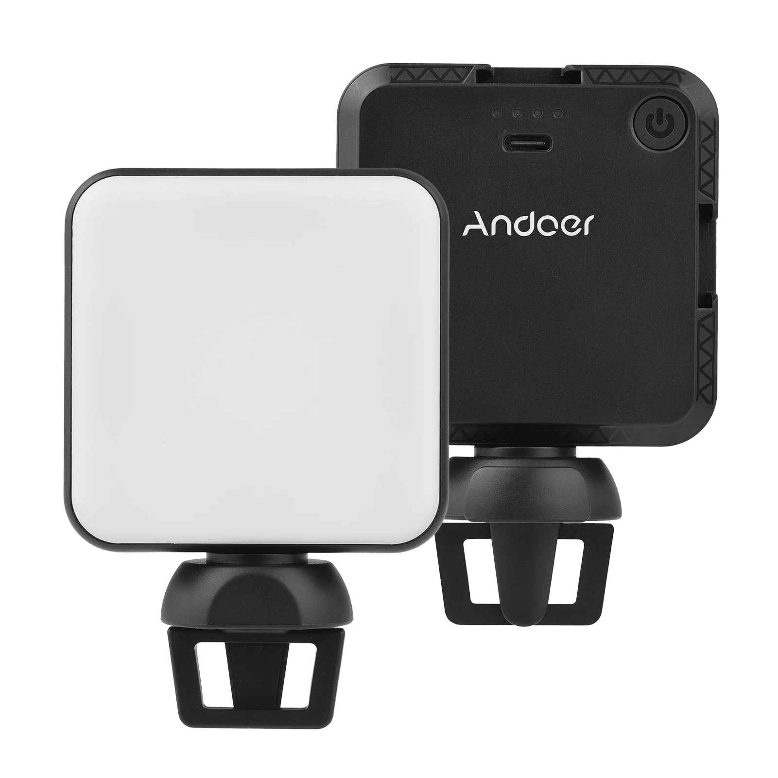 Andoer 라이브 스트림 비디오 촬영 회의용 미니 LED 조명, 밝기 조절 가능, 3 콜드 슈 마운트, W36, 5600K