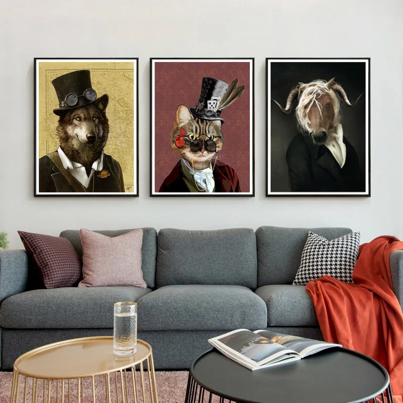 5D-DIY-Black-White-Classy-Dog-Cat-Wolf-Fox-Diamond-Painting-Noble-Europe-Animal-Horse-Goat